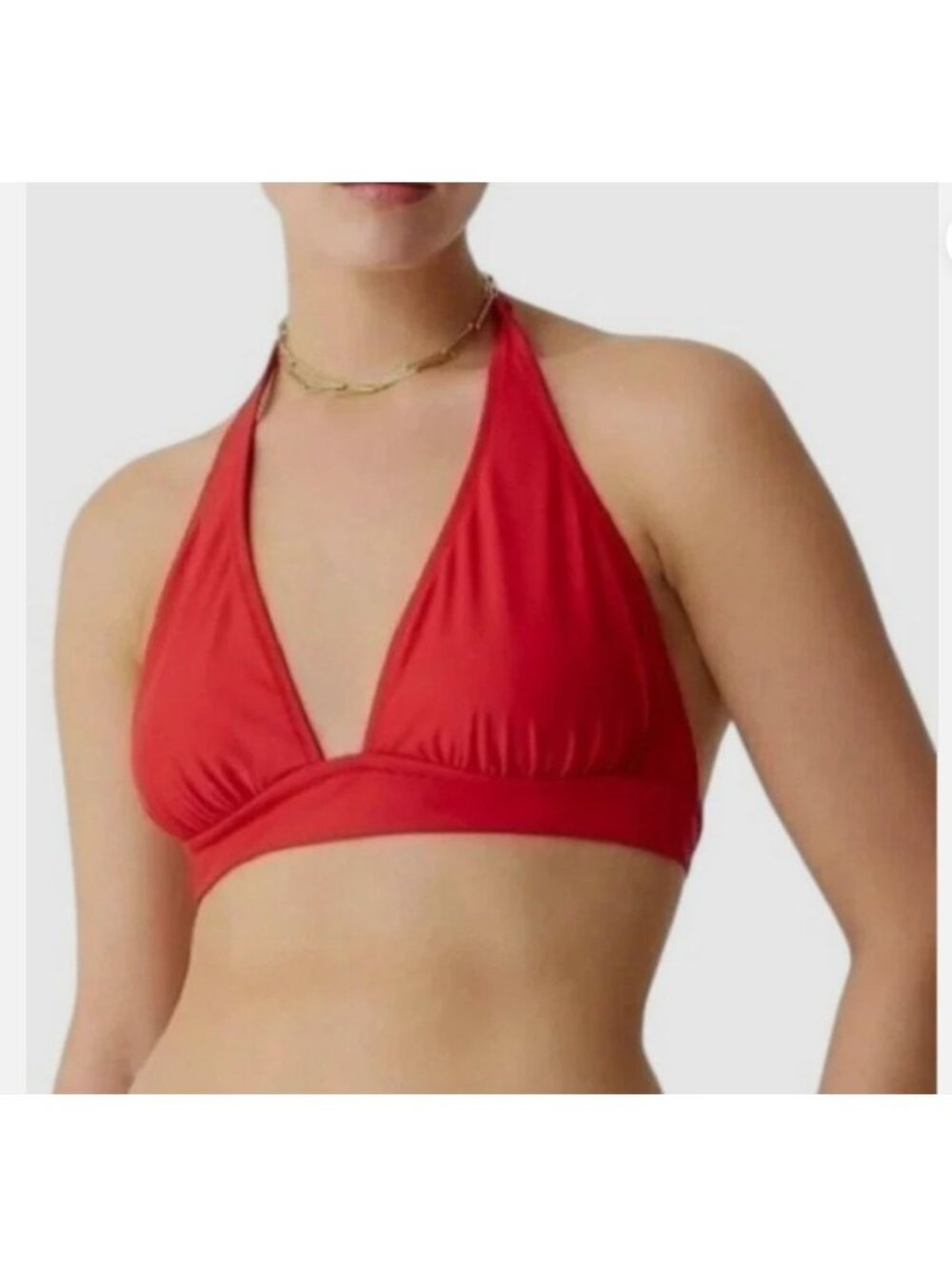J.Crew Halter Tie Back Bikini Swim Triangle Top Venetian Red Swimsuit NEW Small